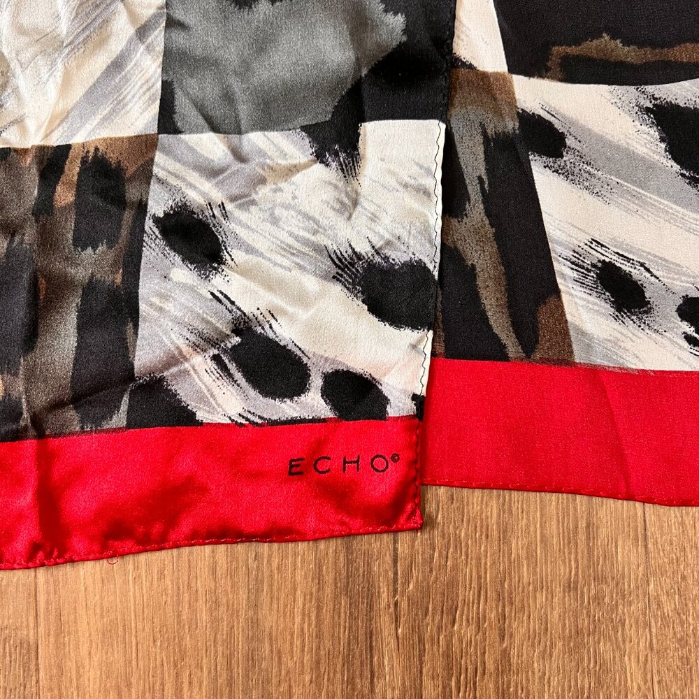 Echo Animal Print Patchwork Silk Scarf Vintage - image 4